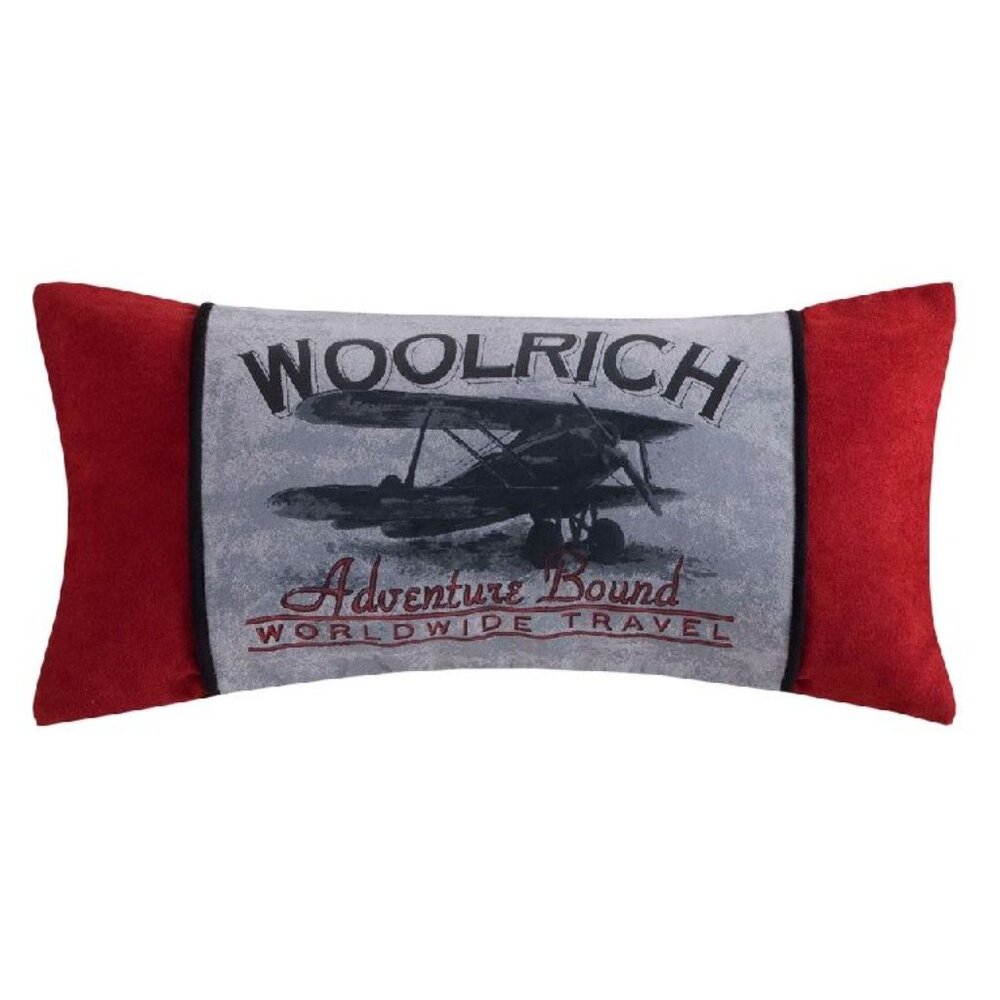 Woolrich Aviation Adventure Bound Worldwide Travel Airplane Decor Pillow.
